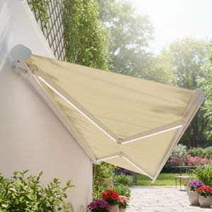 Toldo Retráctil Excelente, Toldo Automático para <span class=keywords><strong>Patio</strong></span> Exterior, Toldo Blanco para Protección Solar y contra la Lluvia, Toldo Eléctrico con Casete Completo para Villa - Product Image 1