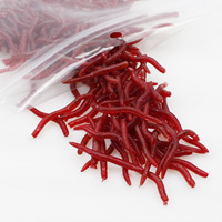 Nouveau Leurre Souple OEM 3,5 cm 0,25 g, Vers de Terre Rouge Artificiels de Simulation, Appâts Réalistes de 35 mm avec Odeur pour Pêche (Pesca)