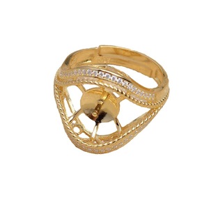 S925 18K Gold Plated DIY Ring Accessories JG5448 <b>Concealer</b> Empty Support with Pearl 3mm Silver Bottom Ring - Product Image 5