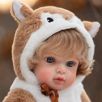 Poupée Reborn de 20 pouces en vinyle intégral avec costume d'ours en peluche, combinaison en peluche et sucette, poupée nouveau-né pour jeu d'imitation