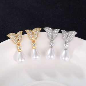 Orecchini Pendenti a Goccia con Perle a Forma di Coda di Sirena per Donne, Eleganti Orecchini Pendenti per Uso Quotidiano e Feste, Gioielli alla Moda - Product Image 4