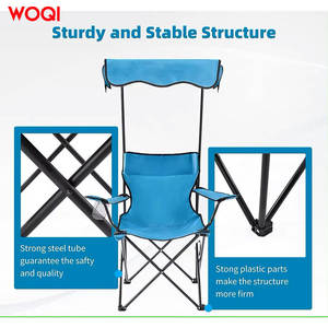 Chaise pliante d'extérieur Woqi avec auvent pare-soleil bleu ciel en aluminium et tissu Oxford pour jardin et camping - Product Image 4