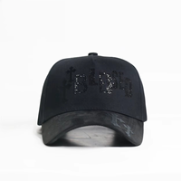 Casquette de baseball en velours personnalisable avec votre logo, chapeau sportif sur mesure avec broderie croisée et détails en strass pour un style unique