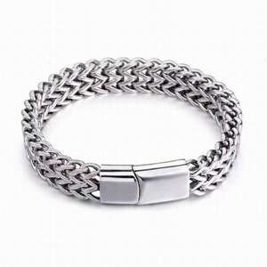 Vente en gros Style Punk Double Rangées Chunky Chaîne Bracelet Maille En Acier Inoxydable Fermoir Magnétique <span class=keywords><strong>Gourmette</strong></span> Bracelet Pour Hommes - Product Image 1