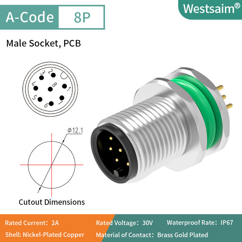 A Code 8Pin Male M12x1.0