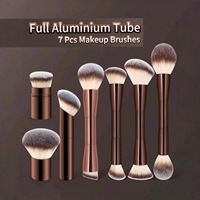 Nouveauté 2026 : 7 Pinceaux de Maquillage Double Embout Multifonctionnels avec Embouts pour Poudre, Fard à Paupières et Blush - Pour Usage Haut de Gamme