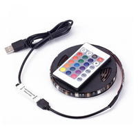 Bande de rétroéclairage TV flexible 5V SMD 5050 1M 2M 3M 4M 5M USB RVB LED bande lumineuse avec télécommande 24 touches