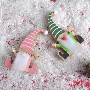 Décorations de Noël transfrontalières créatives Elfe en <span class=keywords><strong>bois</strong></span> et vieil homme jardin nain Micro paysage artisanat - Product Image 3