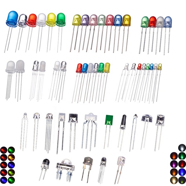 LXR 3mm 5mm 8mm 10mm Round Through Hole 0.06W 0.1W Power RGB Dip Led Chip Diode Available in White Red Green Blue Yellow Amber