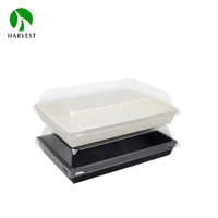Boîtes à sushi pliables en papier kraft de haute qualité pour la vente en gros, avec couvercle gaufré, jetables, pour emporter