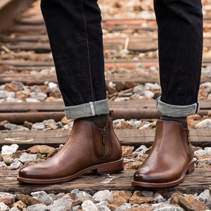 Botas de Tobillo Casuales para Hombre, de Cuero de Grano Completo, con Cierre Lateral, Estilo Británico Retro, para Otoño e Invierno - Product Image 4
