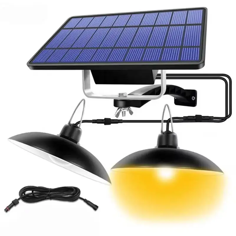 Dubbele Kop Hoge Heldere Ip65 Waterdichte Indoor Home Hangende Schuur Lamp Solar Hanglamp