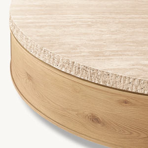 طاولة قهوة دائرية من الخشب الصلب، من أثاث غرفة المعيشة العصري، طاولة وسط للاستخدام في غرفة المعيشة والمكتب - Product Image 4