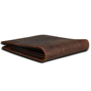 Custom Genuine Leather Crazy Horse Leather <b>Wallet</b> Portable Horizontal Anti-theft <b>RFID</b> <b>Men's</b> <b>Wallet</b> - Product Image 4
