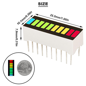 Aismartlink 10 đoạn dẫn thanh đồ thị hiển thị màu đỏ vàng xanh xanh chỉ báo Thanh màu + 6 cái Dip-20 ổ cắm - Product Image 1