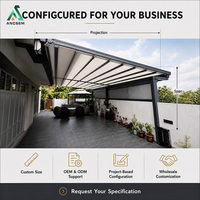 Pergola rétractable ANCSEM, auvent en aluminium motorisé, toit de terrasse, villa, penthouse, protection solaire, gain de place, imperméable