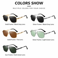 Lunettes de soleil polarisées pour hommes, lunettes de vision nocturne, adaptées aux hommes et aux femmes, monture carrée rétro en alliage, verres solaires pour hommes UV400