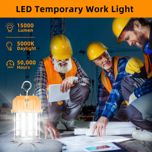 Lámpara de Trabajo LED Temporal de 100W 5000K, Luces de Construcción para Exteriores, Iluminación para Obras, Cable de 10 pies, Resistente al Polvo y al Agua, Iluminación Colgante - Product Image 6