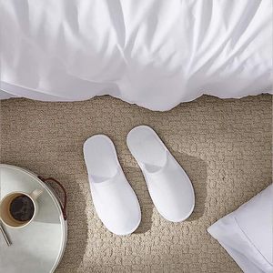 Ciabatte monouso bianche in spugna di cotone con suola in EVA, confezionate in coppie, confezione in carta - Product Image 6