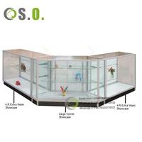 Comptoirs de présentation en verre de taille personnalisée avec lumières LED vitrine carrée et d'angle à vendre