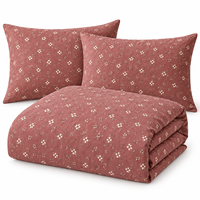 Parure de lit 3 pièces en gaze double 100 % coton à motif floral Ditsy Rose pour la maison