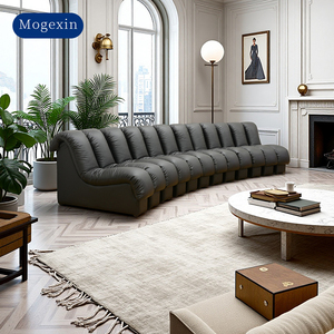 Juego de Sofás de Cuero PU Minimalista Italiano con Sillones Reclinables para Sala de Estar, Apartamento, Centro Comercial, Hotel, Villa - Product Image 3