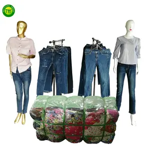 Preloved Ladies Jeans Pants Bales Mixed Size Second Hand Used Clothing Export Clothes Women Used Pants