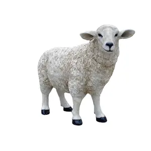 Resina Merino Sheep Grande Animal Jardim Ornamento Estátua Lifesize Animal