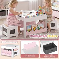 Ensemble table et chaises 4 en 1 pour enfants avec tableau noir, rangement pour livres, tiroir, bureau d'activités pour tout-petits, pour chambre et salle de jeux