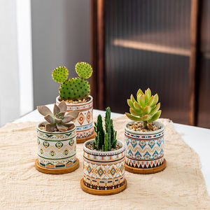 Vasi per Fiori in Porcellana Smaltata Fatti a Mano in Stile Bohémien, Ecologici, con Foro di Drenaggio, Design Vintage Quadrato <span class=keywords><strong>Grande</strong></span> e Carino per Giardino e Casa - Product Image 5