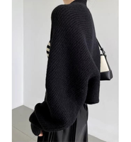 Prix d'usine – Cardigan poncho élégant et luxueux pour femme, en maille lâche de laine et acrylique, coupe courte, tricot épais et ample
