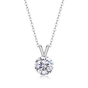 Delicato Ciondolo Rotondo in Moissanite <span class=keywords><strong>Argento</strong></span> 925 2ct D VVS con Castone per Regalo e Uso Quotidiano Collana in Moissanite Stile Chic - Product Image 1