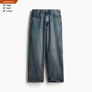 <span class=keywords><strong>Jeans</strong></span> Denim Urban da <span class=keywords><strong>Uomo</strong></span> su Misura Vestibilità Rilassata Stile Street Baggy Vita Media Lavaggio Colorato Moda Hip Hop 100% Cotone Antivento - Product Image 1