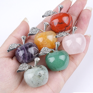 Prix d'usine, cristal poli pour la guérison énergétique et spirituelle, <span class=keywords><strong>améthyste</strong></span>, quartz rose, sculpture de pomme, artisanat pour la décoration de la maison - Product Image 2