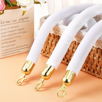 Cordes de stanchion en velours blanches, corde de contrôle de foule, barrière de sécurité pour file d'attente avec crochet doré, corde VIP pour la décoration d'événements de fête