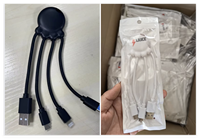 Logotipo personalizado forma de pulpo regalo corporativo portátil tipo C 3 en 1 Cable de carga USB pulpo de longitud personalizada