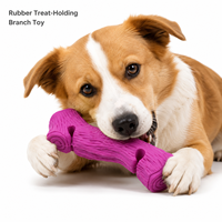 Jouet interactif pour chien en forme de branche d'arbre, en caoutchouc naturel, avec trous pour friandises, pour les chiens qui mâchent agressivement