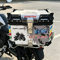 Coffre de moto en aluminium étanche personnalisé, durable, verrouillable, pour le tourisme en extérieur, 55L, anti-poussière, léger, universel