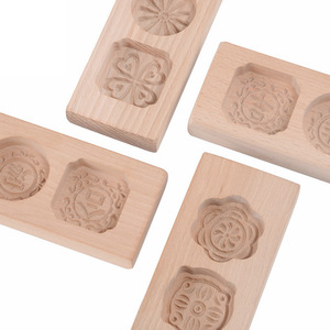 Moldes de madera para mooncakes, herramientas de prensado manual, juego de 6 piezas para hornear pasteles de piel de nieve, Qingming, frutas y frijol mungo. - Product Image 4