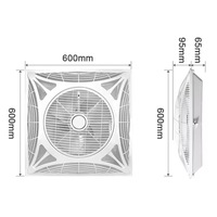 Ventilateur de plafond électrique silencieux de luxe 600*600 23 pouces à 3 pales en plastique avec lumière, moteur AC, télécommande, pour salon et bureau, usage domestique, OEM