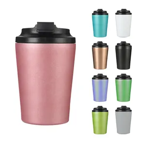 Caneca de café térmica reutilizável, caneca de café térmica reutilizável de metal para parede dupla com capacidade de 350ml/12 oz