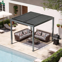Pergola bioclimatique ANCSEM 4x4m avec lames orientables de 150 mm, gazebo extérieur en aluminium pour patio, jardin et séjour