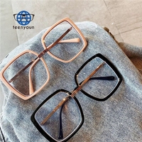 Teenyoun – lunettes surdimensionnées, carrées et fines, monture Pc, lunettes pour les yeux, mode étudiante, lunettes Anti-lumière bleue pour femmes
