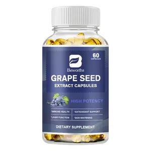 Private Label 60pcs Grape Seed Oil Extract Softgel Capsules Antioxidant Beauty Skin Grape Seed Soft Capsules