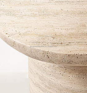 Thiết kế tối giản vòng travertine bên bảng wabi Sabi phong cách travertine đồ nội thất màu be đá cẩm thạch giường bên bảng Bàn cà phê - Product Image 2