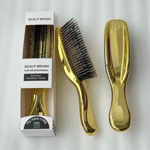 Coussin de massage pour la tête et le cuir chevelu, brosse en nylon avec design or rose pour démêler et nettoyer les cheveux - Product Image 3