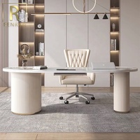 Bureau d'ordinateur intégré en bois blanc de style moderne et luxueux italien pour la maison et le bureau, avec chaise RENRAN
