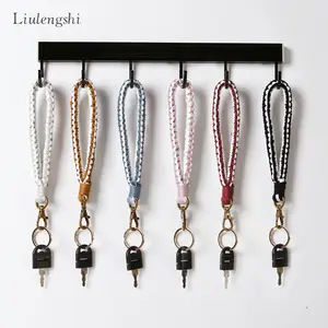 Boho Accessoire Sleutelhanger Polsbandje Band Armband Lanyard Sleutelhanger Kleurrijke Gevlochten Geknoopte Macrame Sleutelhanger Strap Polsbandje