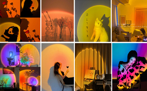 Proiettore LED di Alta Qualità con Effetto <span class=keywords><strong>Tramonto</strong></span>, Rotazione a 180 Gradi, Telecomando, Paralume Bianco in Alluminio per Decorazione Moderna di Casa e Camera da Letto - Product Image 4