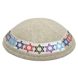Kipás Judías Bordadas Personalizadas de Lino y Algodón para Hombres y Mujeres |   Gorros Kippah Étnicos Religiosos Personalizados por el Fabricante - Product Image 4
